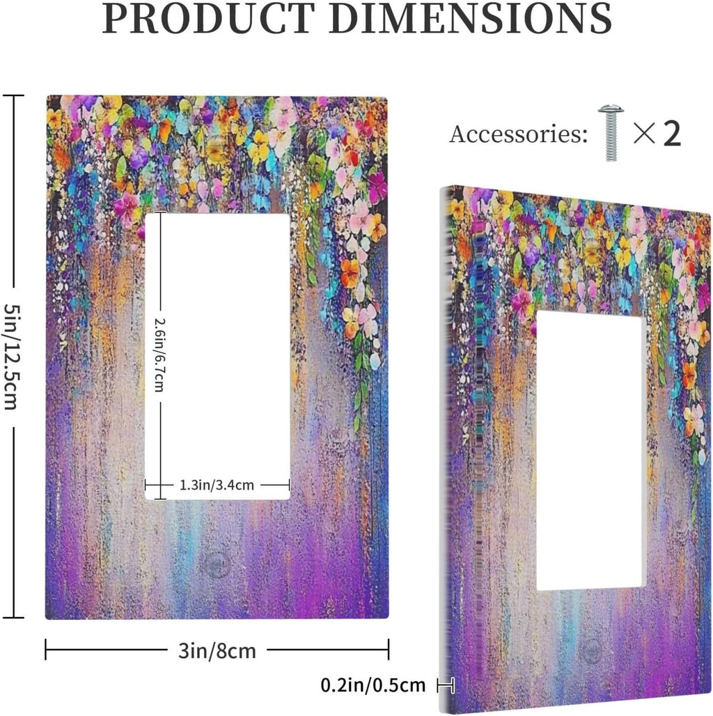 Colorful Country Flower Wildflower Floral Decorative Outlet Covers 1 Gang Single Rocker Light Switch Cover Plate Wall Plates Gfci Faceplate For Bed Room Living Room Decor