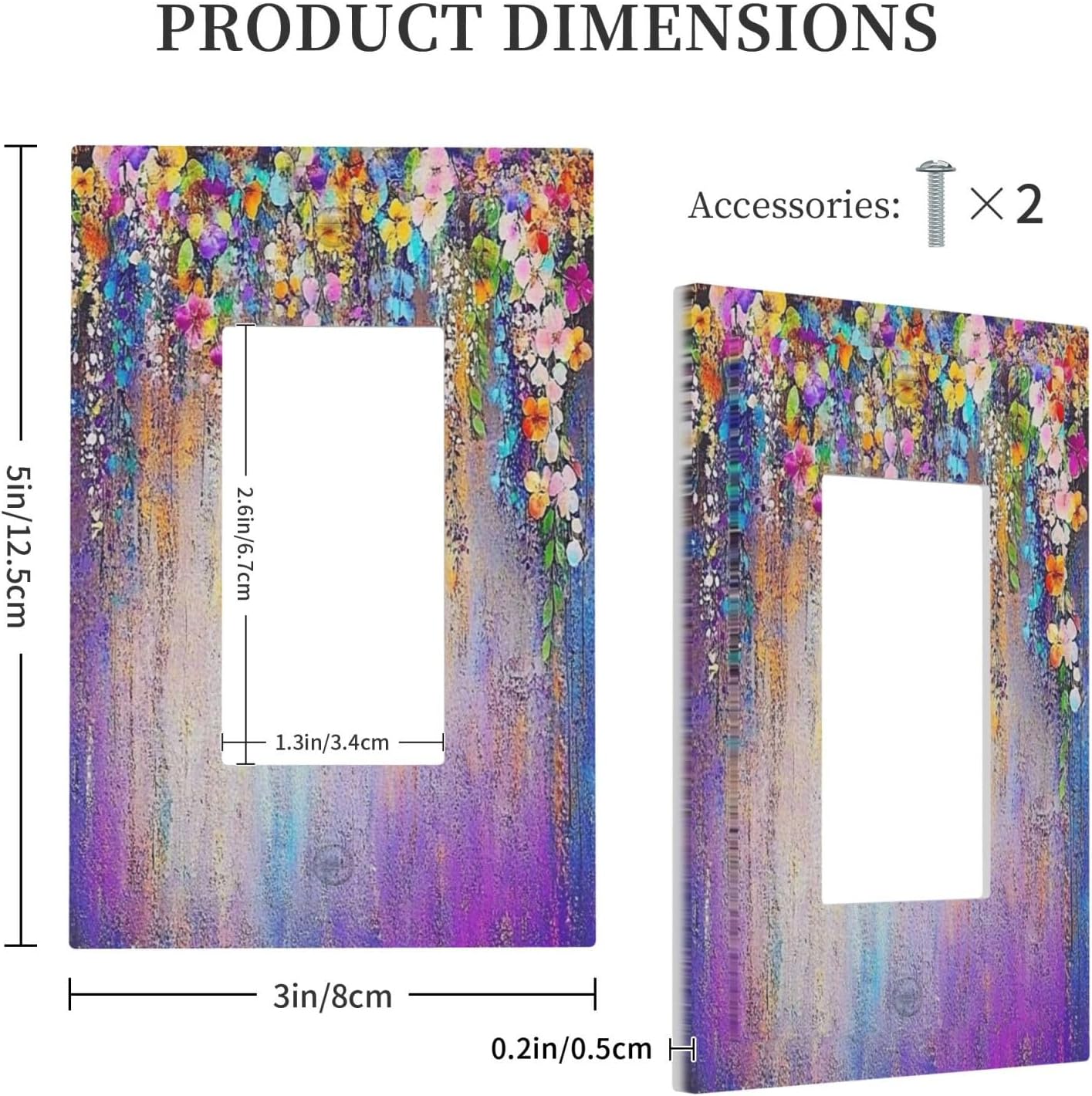 Colorful Country Flower Wildflower Floral Decorative Outlet Covers 1 Gang Single Rocker Light Switch Cover Plate Wall Plates Gfci Faceplate For Bed Room Living Room Decor