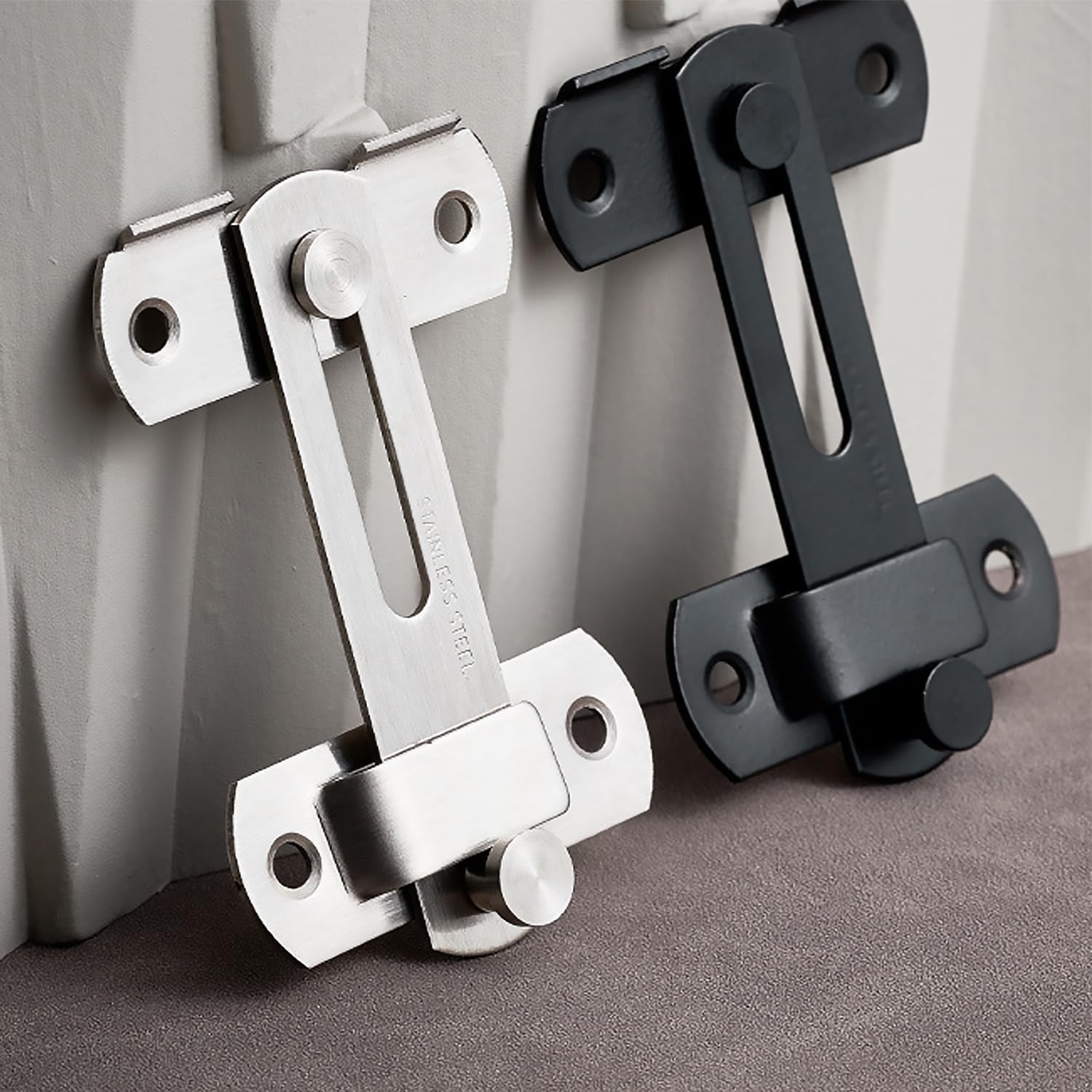 2 Set 4" Gate Latches Safety Door Lock for Barn Door, Heavy Duty Stainless Steel Farm Flip Gate Latch,Black