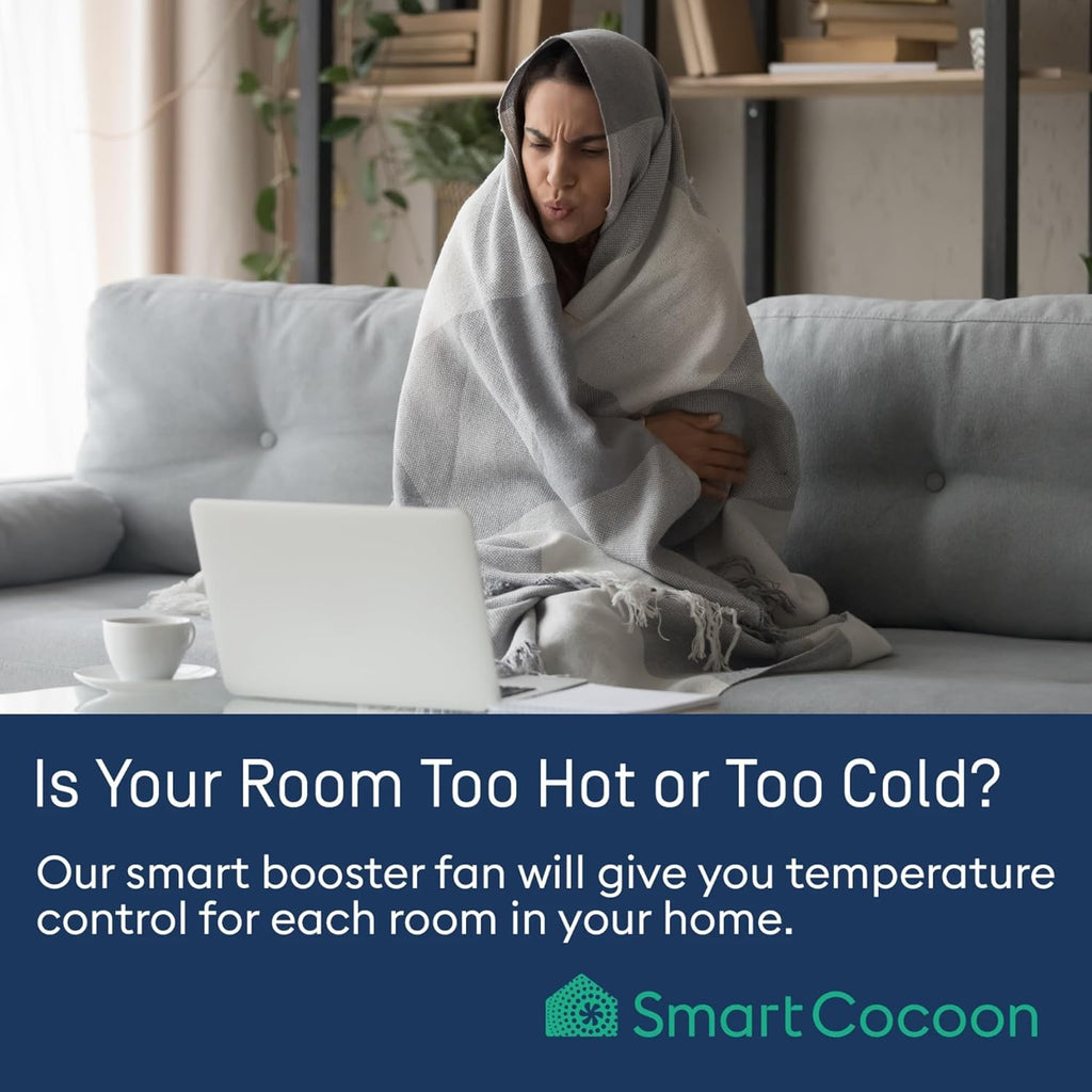 4X10 Register Booster Fan with Temperature & Humidity Sensor - Smart Dual Air Conditioner & Heater Floor Fan for Smart Home - Integrates with Ecobee & Nest Thermostats