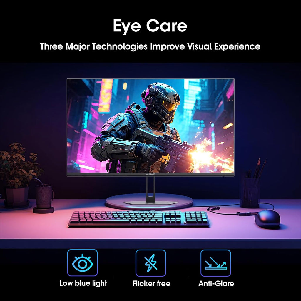 Amzfast 24 Inch Gaming Monitor 180Hz 200Hz FHD 1080p Computer Monitor, 1ms Adaptive Sync, 3000:1, 129% sRGB HDR Display, Eye Care VESA 75x75 Metal Stand HDMI 2.0 | DP 1.4, AMZG24X1