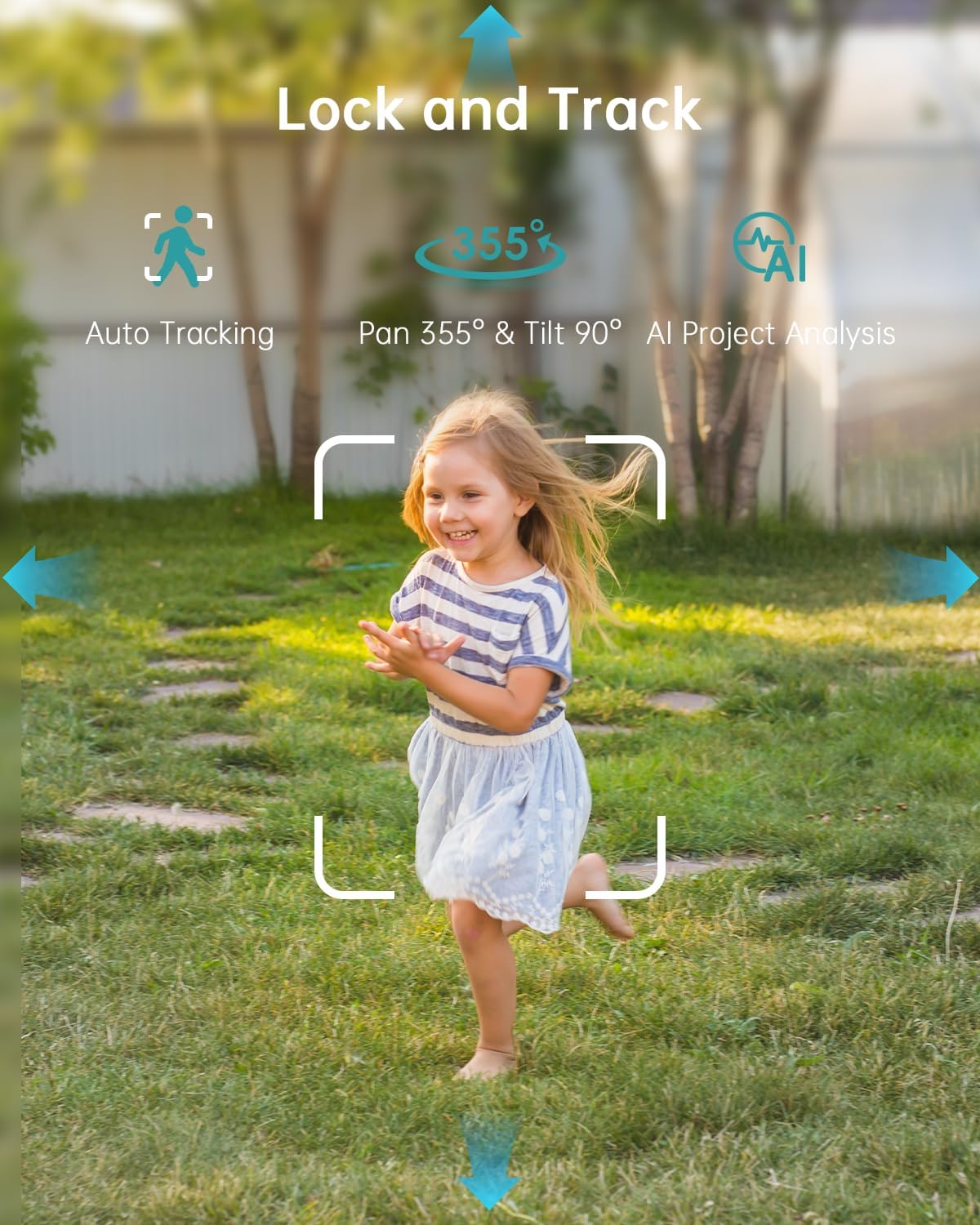 ZUMIMALL 5MP 5G Cameras for Home Security, 24/7 Recording Outdoor Wired Camera, 360°PTZ, Auto Tracking, Motion & Noise Alerts, Alexa Compatible, IP66