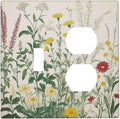 Rustic Wildflower Green Plants Daisy Floral Wallplates 1 Toggle 1 Duplex Switch Plate Electrical Gfci Faceplate Decorative Light Switch Covers For Farmhouse Bed Room Decor