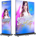 MWE P1.86 Spliceable LED Poster Screen with Flight Case, Foldable LED Digital Signage Advertising Display Kiosk with Publishing System, Portable Digital Poster for Events and Rentals (2 Panels), Black