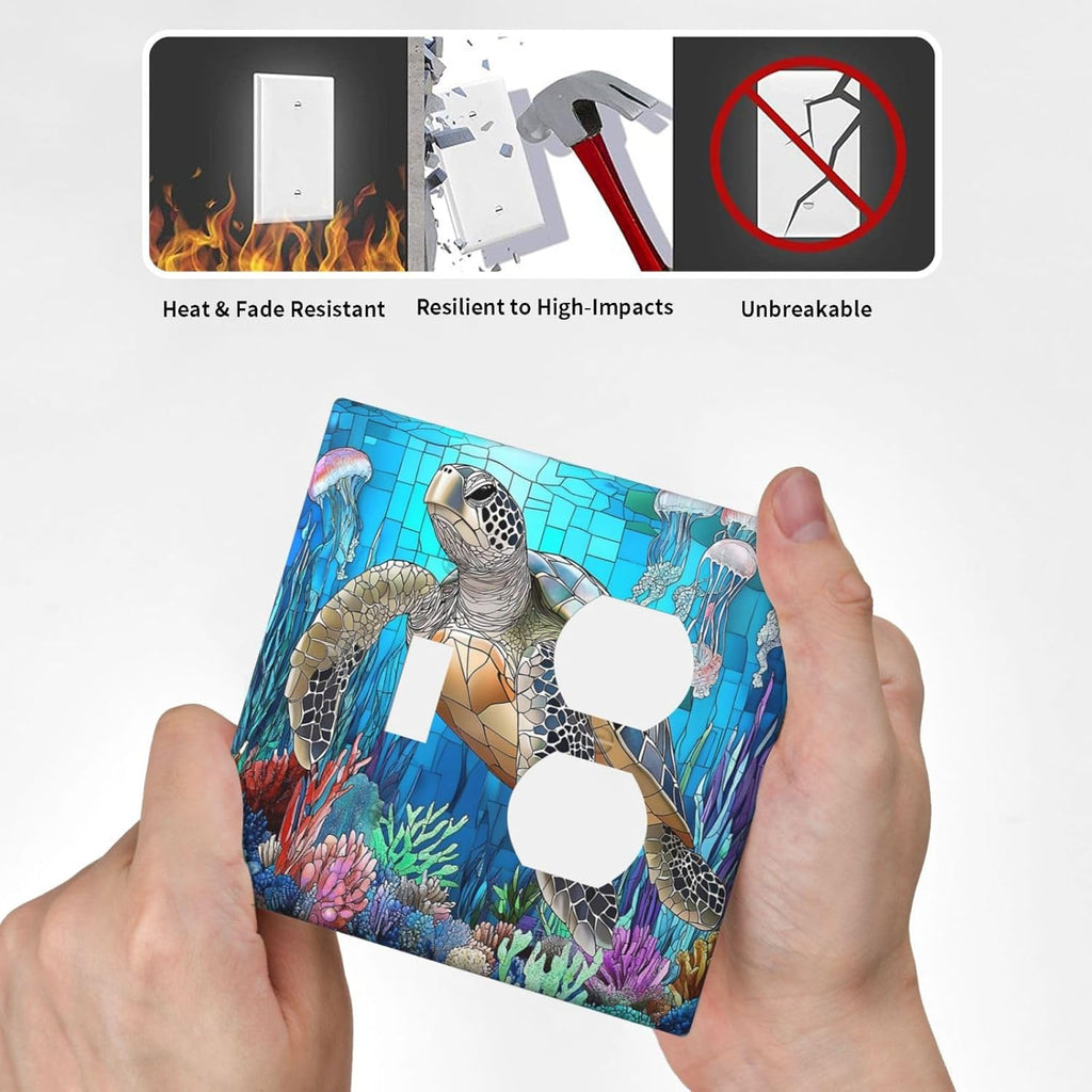 Wallplates Nautical Sea Turtle Coral Jellyfish 1 Toggle 1 Duplex Switch Plate Electrical Gfci Faceplate Decorative Light Switch Covers For Kids Room Nursery Decor