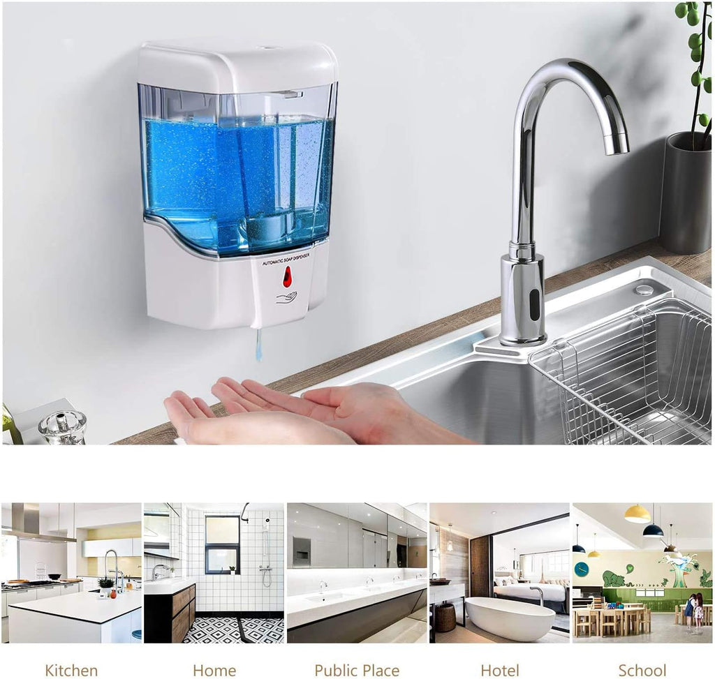 interhasa! Soap Dispenser, Touchless Hand Sanitizer Dispenser Wall Mount Automatic Kitchen Soap Dispenser for Commercial Home, Office, 600ml/20oz