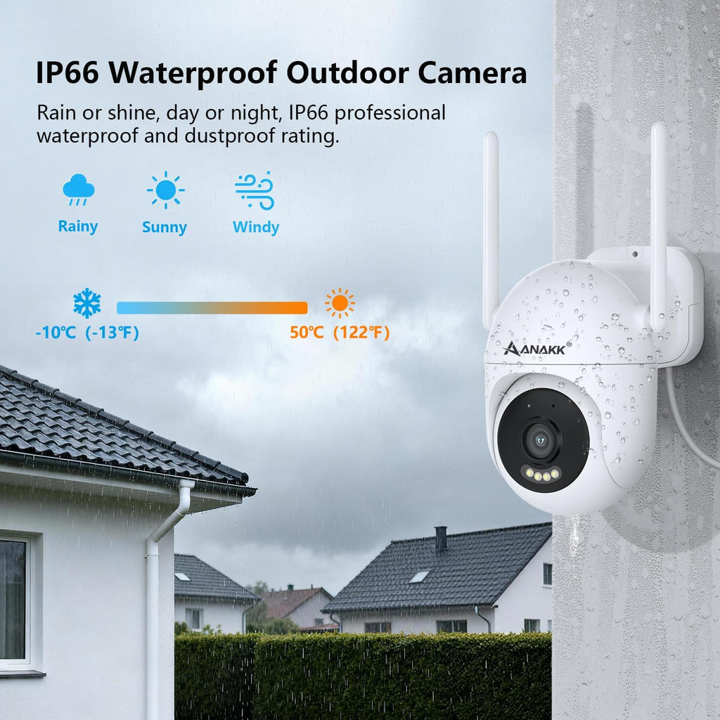 Outlet Powered Outdoor Security Camera with SD Card, 2.4Ghz/5Ghz WiFi Home Camera, Night Color, 2 Way Audio, 24/7 Recording, Human Detection, Cam for Baby/Nanny/Pet, Waterproof, No Monthly Fee