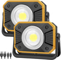 Sunzone Rechargeable LED Work Light,Portable Flood Light with Magnetic Base,Super Bright Waterproof Job Site Lighting for Camping,Hiking,Car Inspection with Emergency Mode(2 Pack)