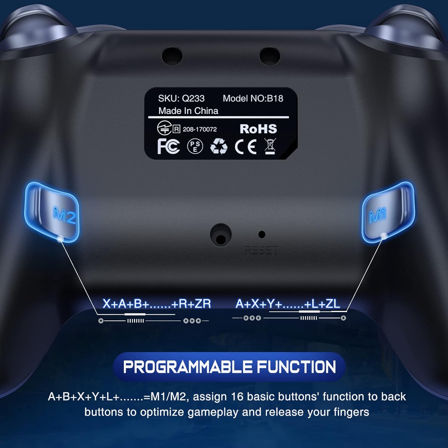 Wireless Switch Controller for Nintendo Switch 2/Switch 1/Lite/OLED Controller, Switch Controller with a Mouse Touch Feeling on Back Buttons, Extra Switch Pro Controller with Wake-up,Programmable, Turbo Function