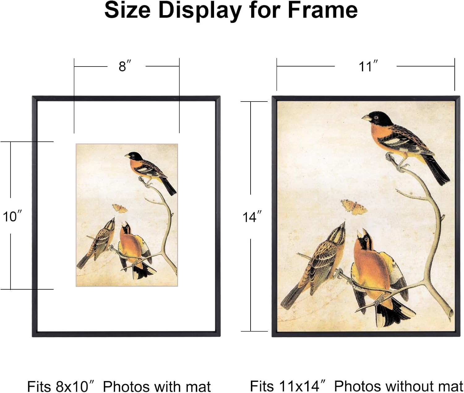 11x14 Picture Frame, Black Metal Photo Frames with HD Glass, Fits 8x10 with Mat or 11 x 14 without Mat, Display for Wall and Table, 1 Pack