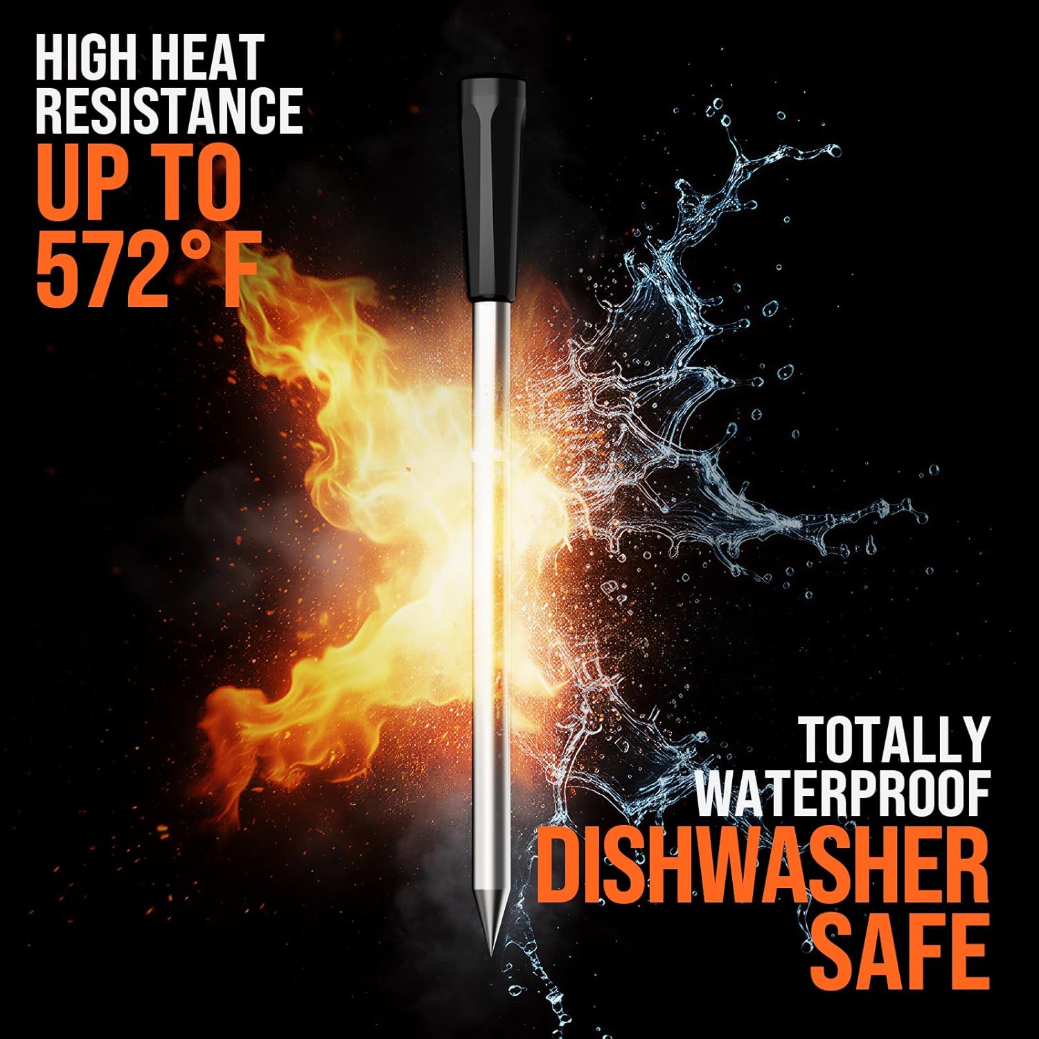 Upgraded Smart Bluetooth Wireless Meat Thermometer with Ultra-Thin Probe, 6 Sensors Accuracy Digital Food Thermometer 0.5S Instant Read, IP67 Waterproof for BBQ, Grill, Smoker, Oven, Air Fryer