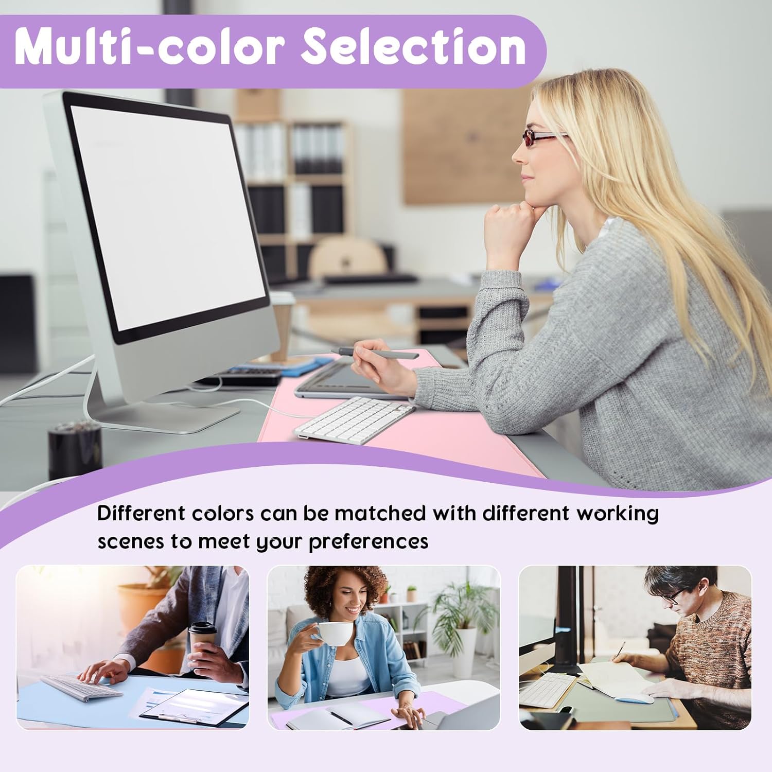 Konohan Heated Large Desk Mat PU Leather Warm Mouse Pad with 5 Heating Level & 4 Hour Auto Shut-Off Heating Keyboard Pad Warmer Gaming Mice Mat Only Supports 110v(Purple Color,31.5" X 13")