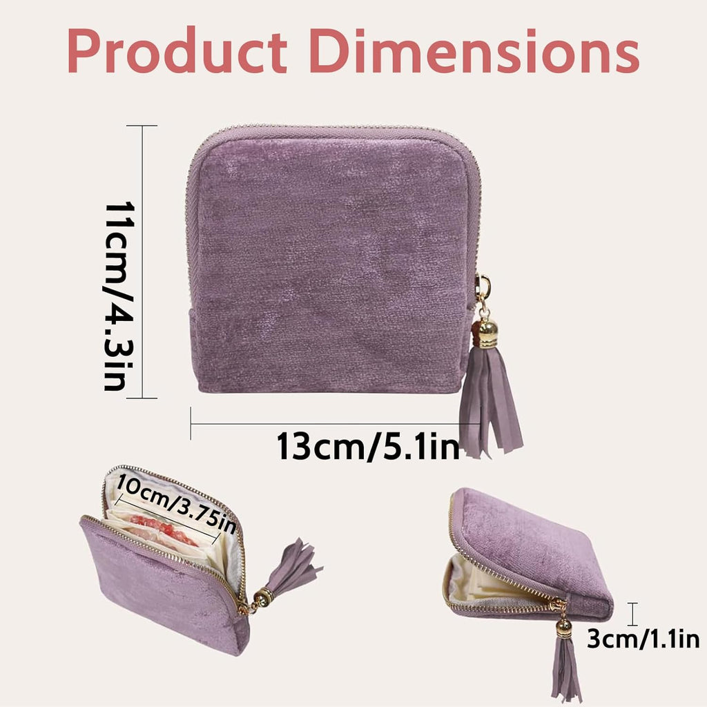 Stuffdatas Travel Jewelry Case, Stuffdatas Bags, Small Jewelry Travel Pouch Mini, Travel Jewelry Organizer Pouch Velvet, with 5 Compartments (3PCS-D)
