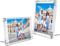 NIUBEE Picture Frames 4x6 Acrylic, Clear Photo Frame for Living Room, Diamond Edge Design, Magnetic Family Thick Desktop Floating Frame, 3 Pack