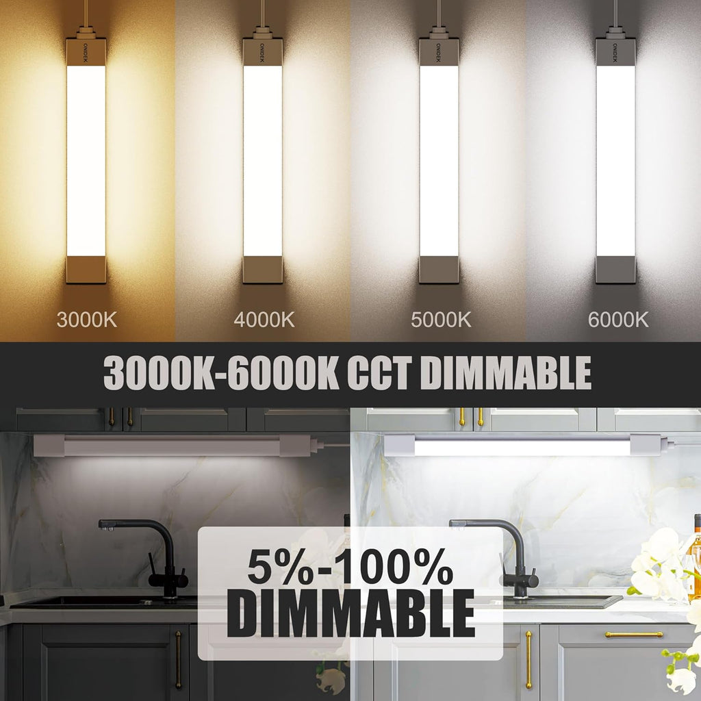 Under Cabinet Lights with Plug. 2700K-6500K Dimming and Color. with Wireless Control Panel and Remote Control.36W 3600LM for Garage, Kitchen, Bathroom, Closet, Office (45 inch-2PCS)