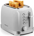 Toaster 2 Slice Retro Stainless Steel with 1.5” Extra Wide Slots Bagel, Defrost, Reheat, Cancel Functions, 6 Bread Shade Settings, Removable Crumb Tray, Gray