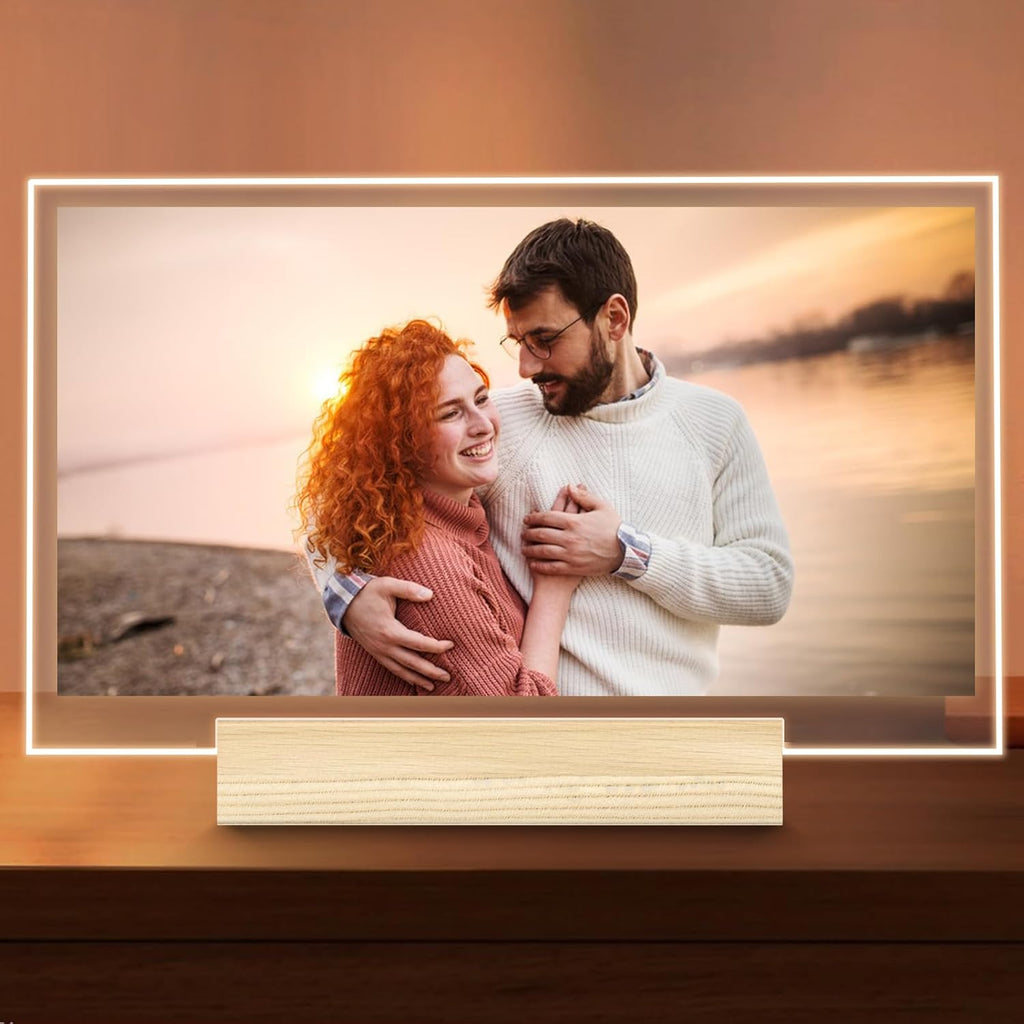 Personalized Picture Frame, Custom Tabletop Photo Frame with Light, Customized Gift for Mom/Father/Kid/Friend/Pet - Birthday, Valentine’s Day, Mother's Day, Father's Day, Christmas (R01)