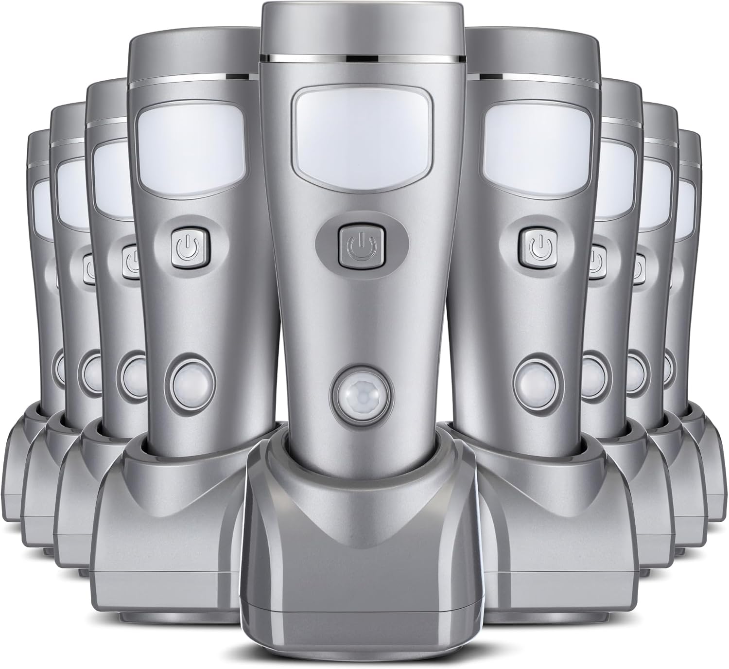 Enhon 9 Pack Rechargeable 4-in-1 LED Emergency Lights, Plug-in Flashlights with Motion Sensor Night Light, Auto-On Power Failure Light for Home, Hurricane, and Outage Supplies