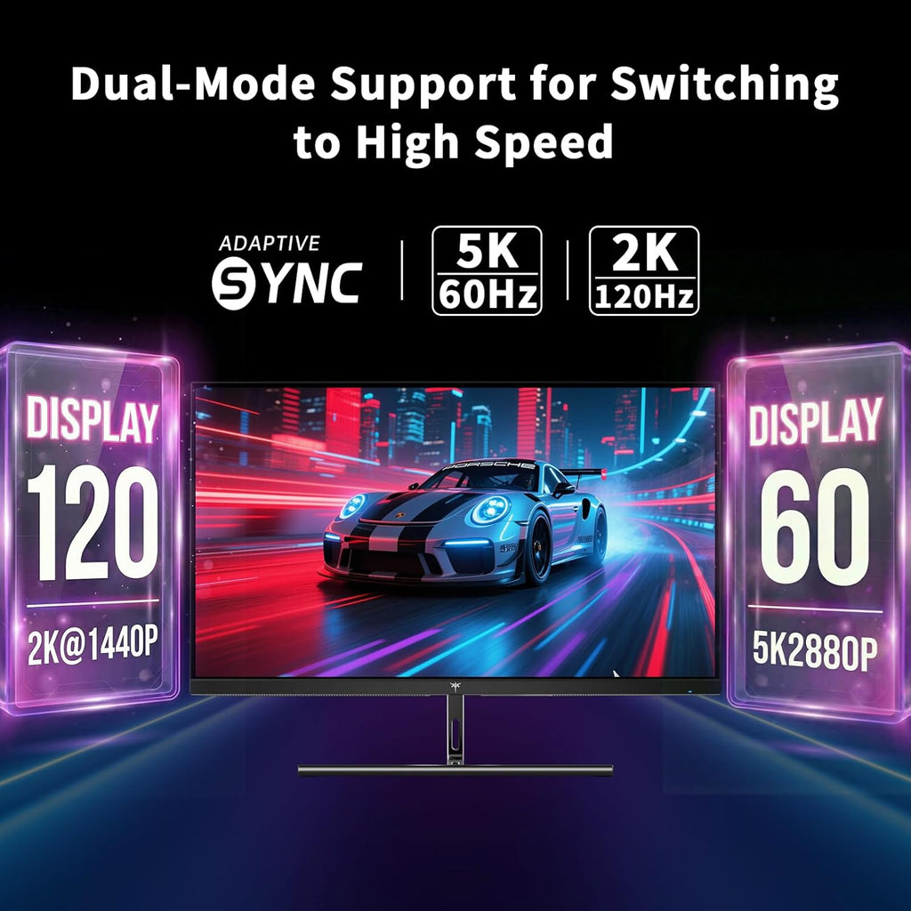 KTC 5K Monitor 27 Inch: Dual Mode 5K (5120x2880) @60Hz / 2K@160Hz Computer Monitor, 99% DCI-P3, 100% sRGB, ΔE＜2, Type-C 65W, HDMI & DP, HDR400, Compatible with Mac mini, H27P3