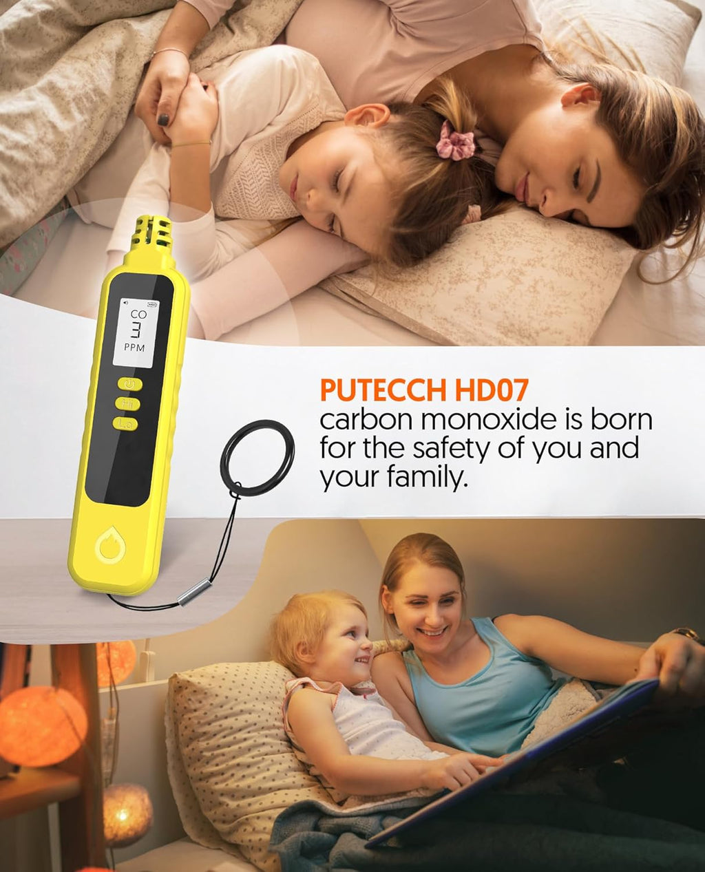Carbon Monoxide Detectors, Portable CO Detector Battery Powered, Handheld Carbon Monoxide Monitor Alarm Detector with LCD Display for Home/Outdoor/Travel