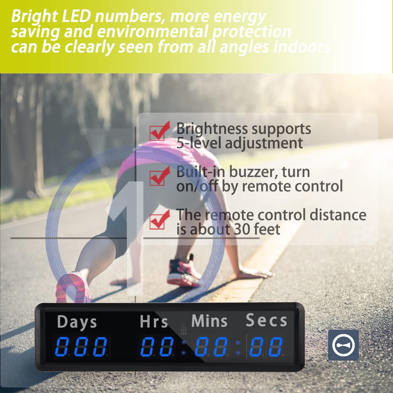 LED Countdown Clock, 999 Days, 23 Hours, 59 Minutes, 59 Seconds, Event Countdown Clock/Factory Accepts Your Exclusive Customization (1.0 inch 9-bit Blue LED)