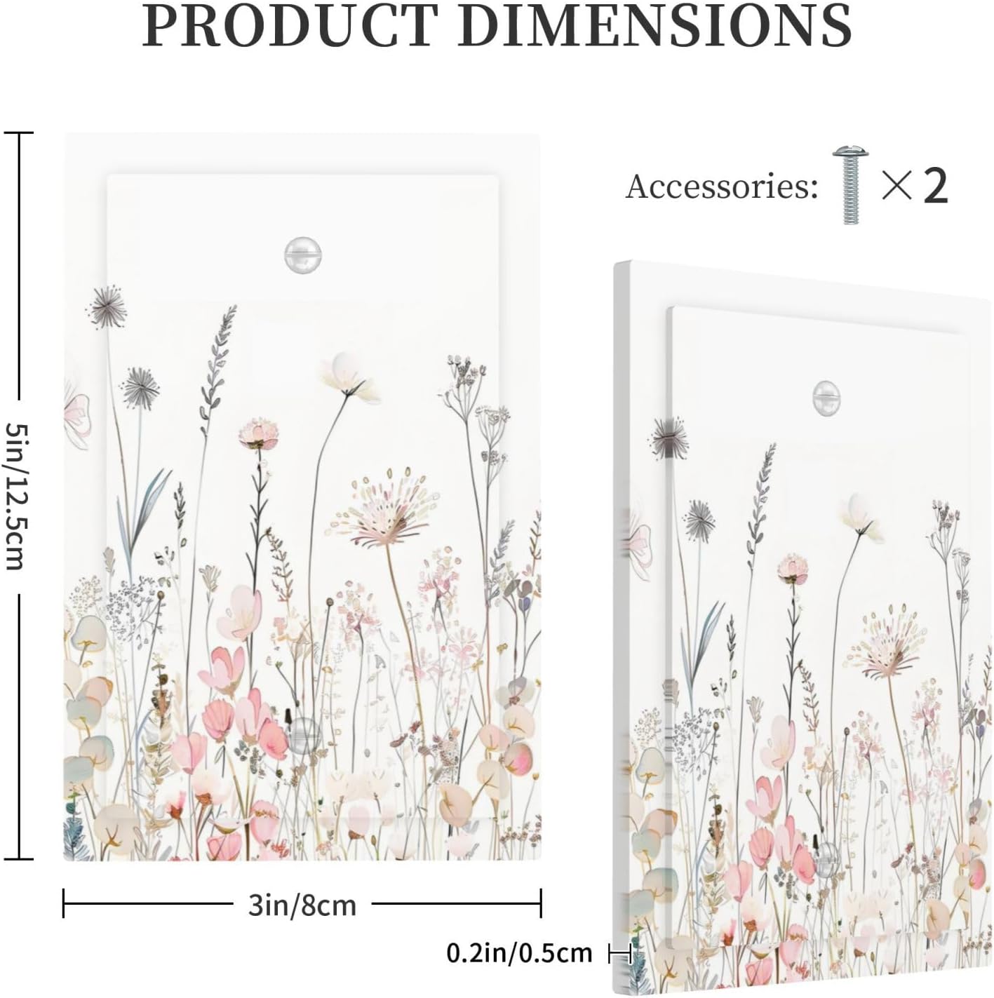 Floral Watercolor Wildflower Dandelion Plant Light Switch Cover Plate 1 Gang No Device Blank Electrical Wall Plates Faceplate Decorative Switch Plate for Farmhouse Bed Room Decor
