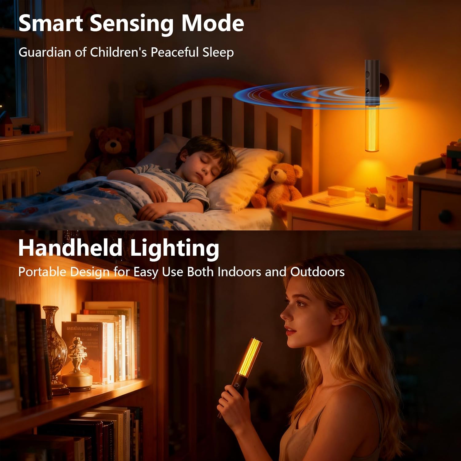 Koopala Motion Sensor LED Night Lights, Rechargeable Battery Operated Indoor Smart Motion Detector Nightlights with 3 Modes&3 Brightness, Auto Body Sensor Wall Lamps for Closet Stairway Cabinet