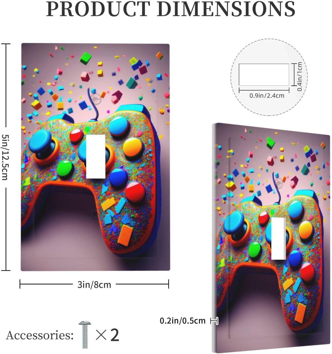Videos Game Controller 1 Gang Single Toggle Decorative Light Switch Covers Electrical Faceplate Switchplates for Bathroom Kitchen Home