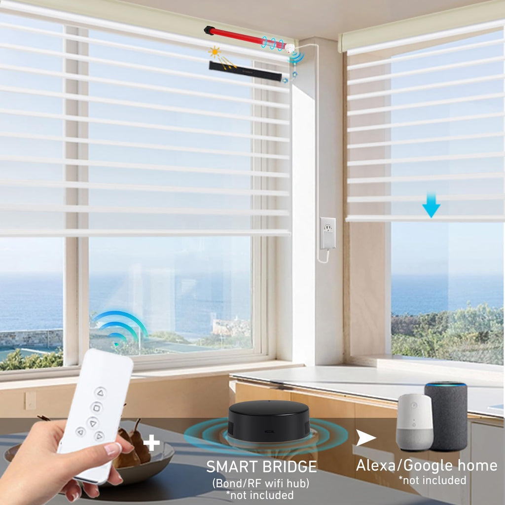 Rollerhouse Rechargeable Wireless Tubular Roller Shade Motor Kit, with Remote Control for Motorized Electric Roller Blind Shades, 1.5 inch Tube