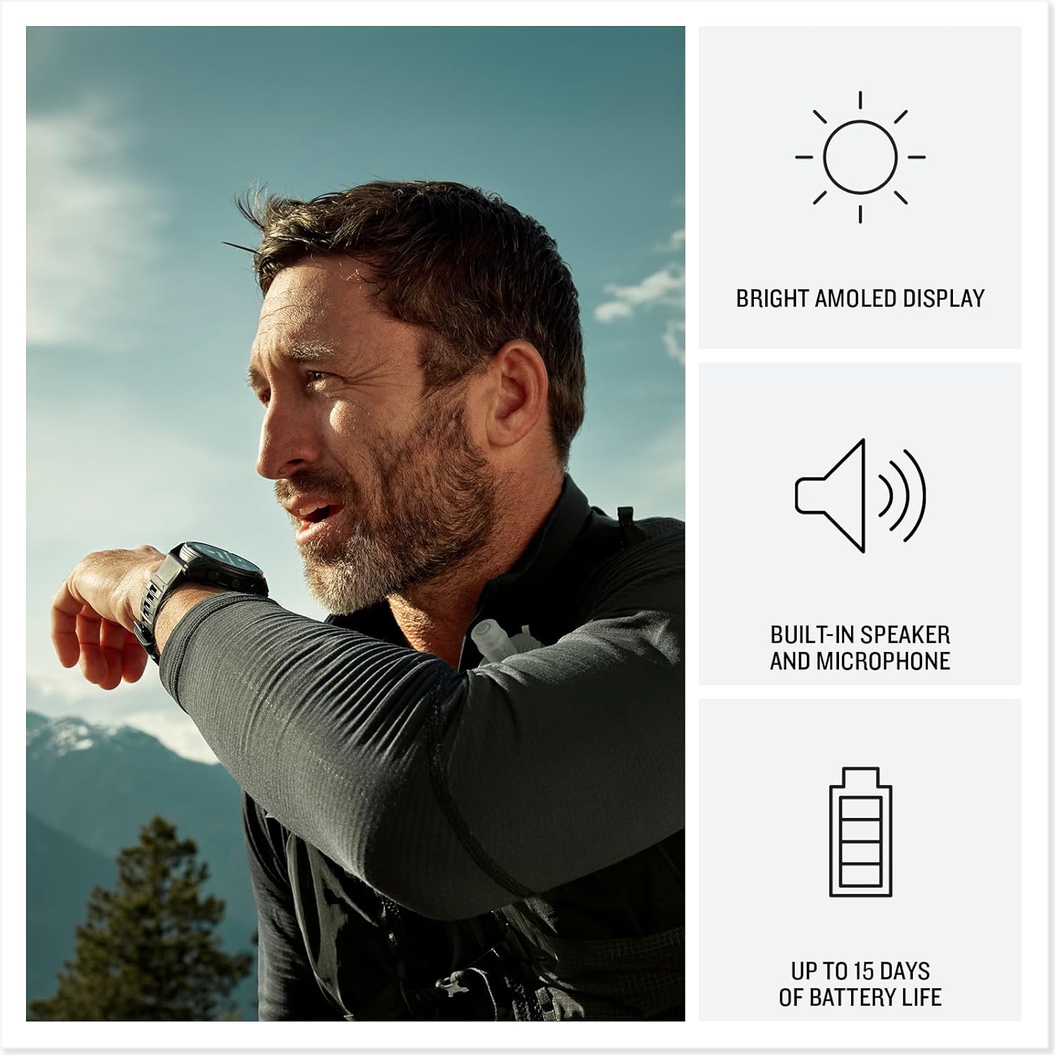 Garmin fēnix® 8 Pro, 51mm, AMOLED Display, Premium Connected Multisport GPS Smartwatch, inReach® Technology, Sapphire, Carbon Gray DLC Titanium with Black/Pebble Gray Silicone Band