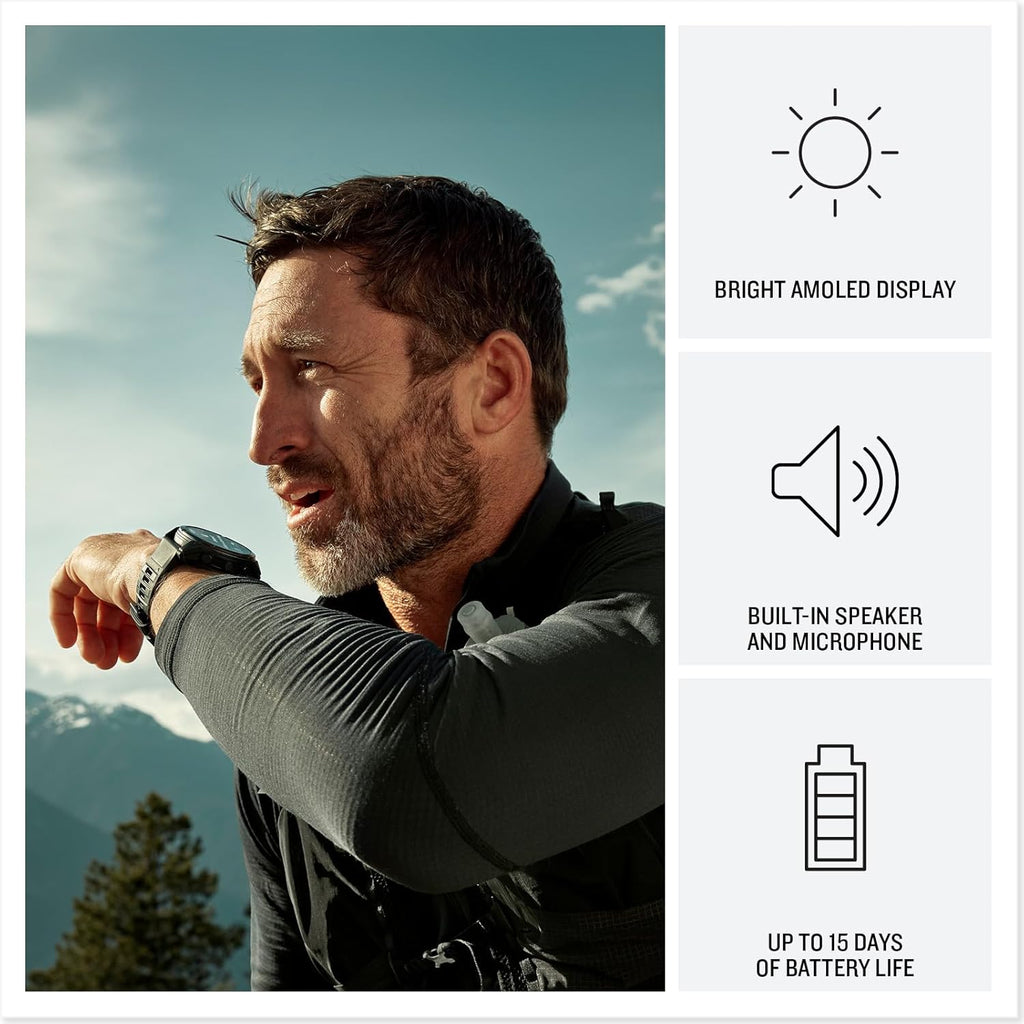 Garmin fēnix® 8 Pro, 47mm, AMOLED Display, Premium Connected Multisport GPS Smartwatch, inReach® Technology, Sapphire, Titanium with Graphite/Black Silicone Band