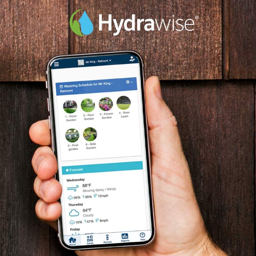 Hunter PRO-HC600 Smart WiFi Irrigation Controller, 6 Zone Outdoor & Indoor Sprinkler Timer, Hydrawise App Compatible, Weather-Based Scheduling, Flow Sensor Ready, Touchscreen