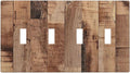 Light Switch Covers Rustic Brown Wood Grain Quad Toggle Electrical Faceplate 4 Gang Wall Plate Decorative Switch Plates for Farmhouse Kitchen Decor
