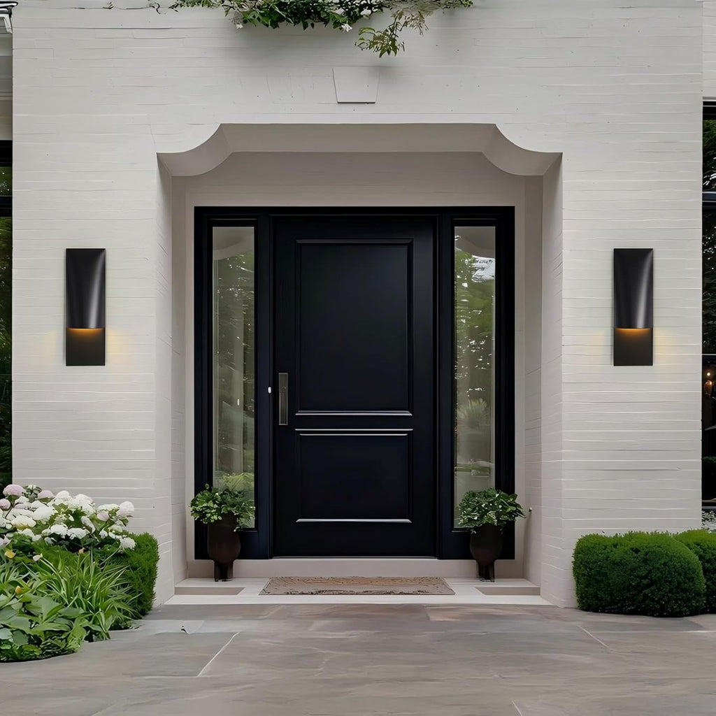 Outdoor Modern Wall Sconce, 18" Black Sconces Outdoor Wall Lights, Dimmable 3000K Warm White Decorative Porch Light Patio Light, Rust-Proof and Waterproof Exterior Wall Light for Garage, Hallway