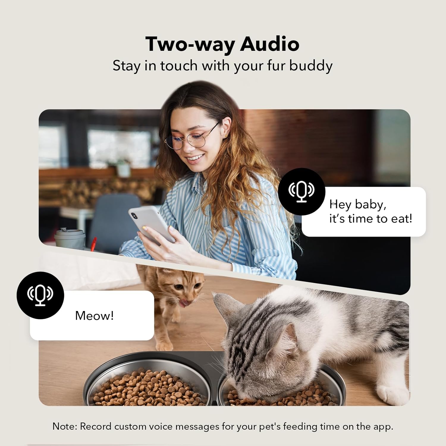 PETLIBRO Automatic Cat Feeder with Camera for Two Cats, 1080P HD Video with Night Vision, 5G WiFi Pet Feeder with 2-Way Audio for Cat & Dog, Low Food & Motion & Sound Alerts, Dual Tray, Black 5L