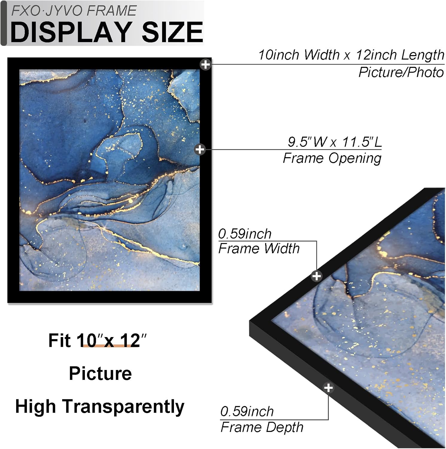 10x12 Picture Frame, Black Frame for 10 x 12 Inch Picture Poster Photo, Light Weight and High Transparent 10 by 12 Frame for Wall - 1 Pack/Black/10 x12