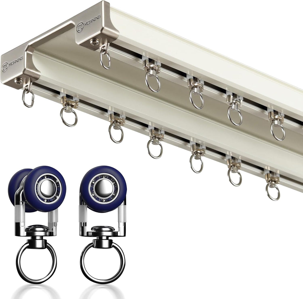 Ceiling Curtain Track - Double Rails System, Sliding Curtain Rail (White, 4.5M)