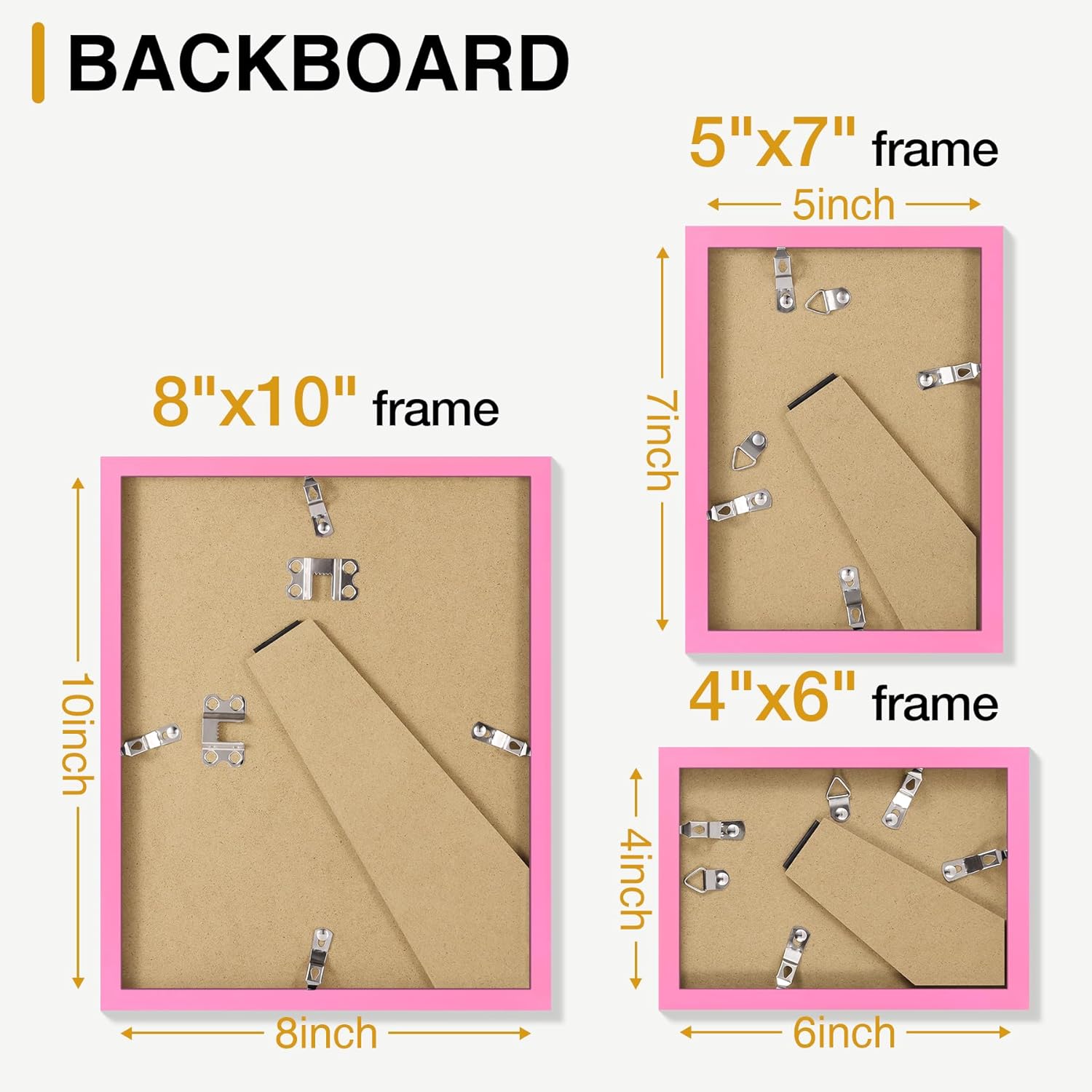 decorUhome Picture Frames Collage Wall Decor for Photo Gallery Display, Assorted Picture Frames set of 10 Including Two 8x10 / Four 5x7 / Four 4x6 for Family Wall Decor, Pink, 10 Pack