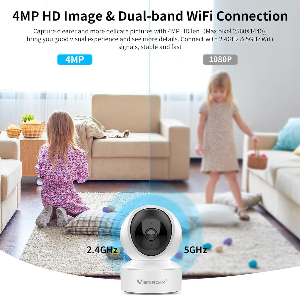 VSTARCAM 5G Security Camera Indoor, 4MP 2.5K Pet Camera with Speaker for Dog/Cat, Baby Monitor with Phone App, Dual-Band WiFi, Auto Tracking, IR Night Vision, 2-Way Talk, Cloud & SD Card Storage