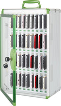 Glosen 36 Slots Cell Phone Locker, Portable Phone Storage Cabinet [Wall Mounted] [Aluminum Alloy] Cellphone Lock Box with Key & Handle for School Classroom Office Exam (Green)
