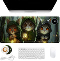 Heated Mouse Pad, Warm Desk Pad, Keyboard Mat 31.5 x 13 Inch Intelligent Fast Heating, 3 Speed Adjustable, Timed Auto Power Off for Game Office Home,3 Cat Apostles Carrying Lanterns