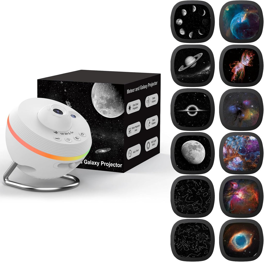 Galaxy Projector, Star Projectors Home Planetarium Space Ceiling Starry Sky Night Light with Light Strip, Meteor and Galaxy Projector & 2 Films Set for Kid Adult Gift