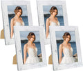iRahmen 5x7 Picture Frame Set of 4, High Definition Glass Distressed White Frame, 5 x 7 Wood Photo Frames for Tabletop Display and Wall Mounting