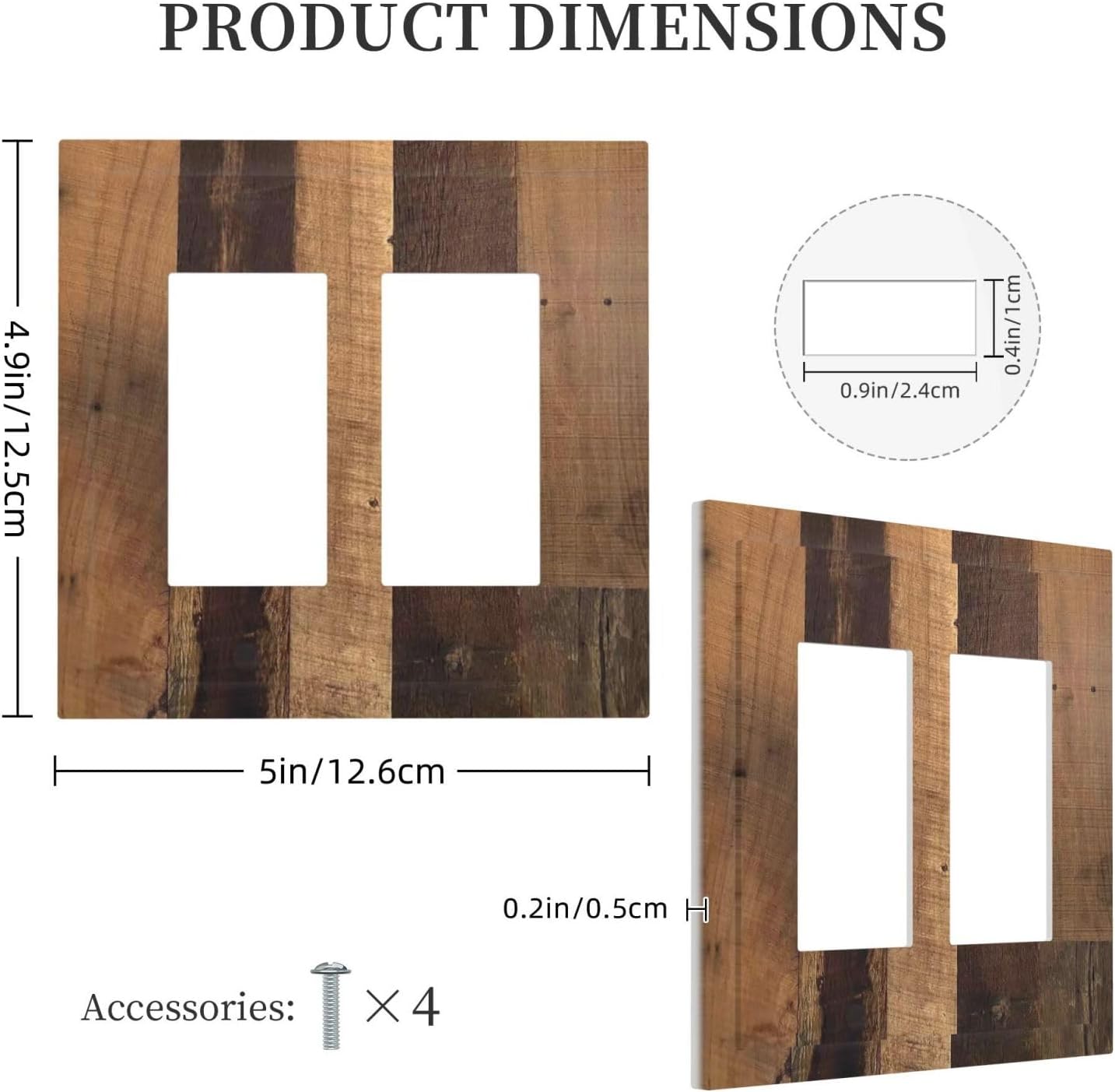Rustic Brown Wood Vintage Wood Board Decorative Outlet Covers 2 Gang Double Gfci Rocker Electrical Wall Panels Light Switch Cover Plate For Farmhouse Cabin Decor