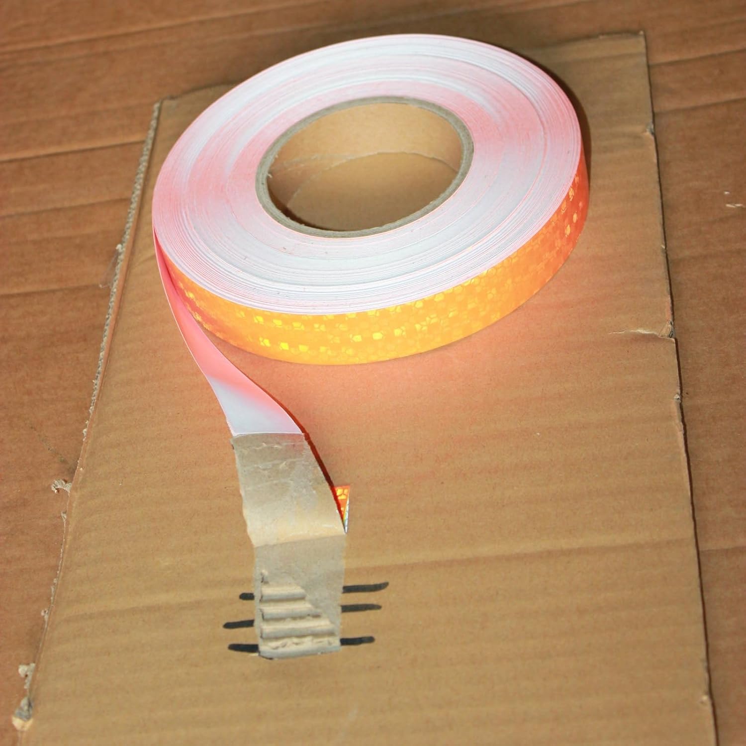 Orange Reflective Tape Outdoor Waterproof 1 inch Wide, High Visibility Industrial Marking Tape, Safety Adhesive Stickers (168 feet)