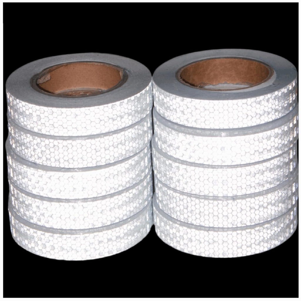 White Reflective Tape Outdoor Waterproof 1 inch Wide, High Visibility Warning Industrial Marking Tape,Safety Stickers (68 feet,10 Rolls)