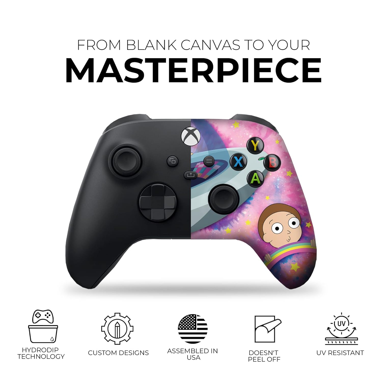 DreamController Schwifty Rickky & Mortty Custom X-box Controller Wireless compatible with X-box One/Series X/S Proudly Customized in USA with Permanent HYDRODIP (NOT JUST A SKIN)(MODDED)