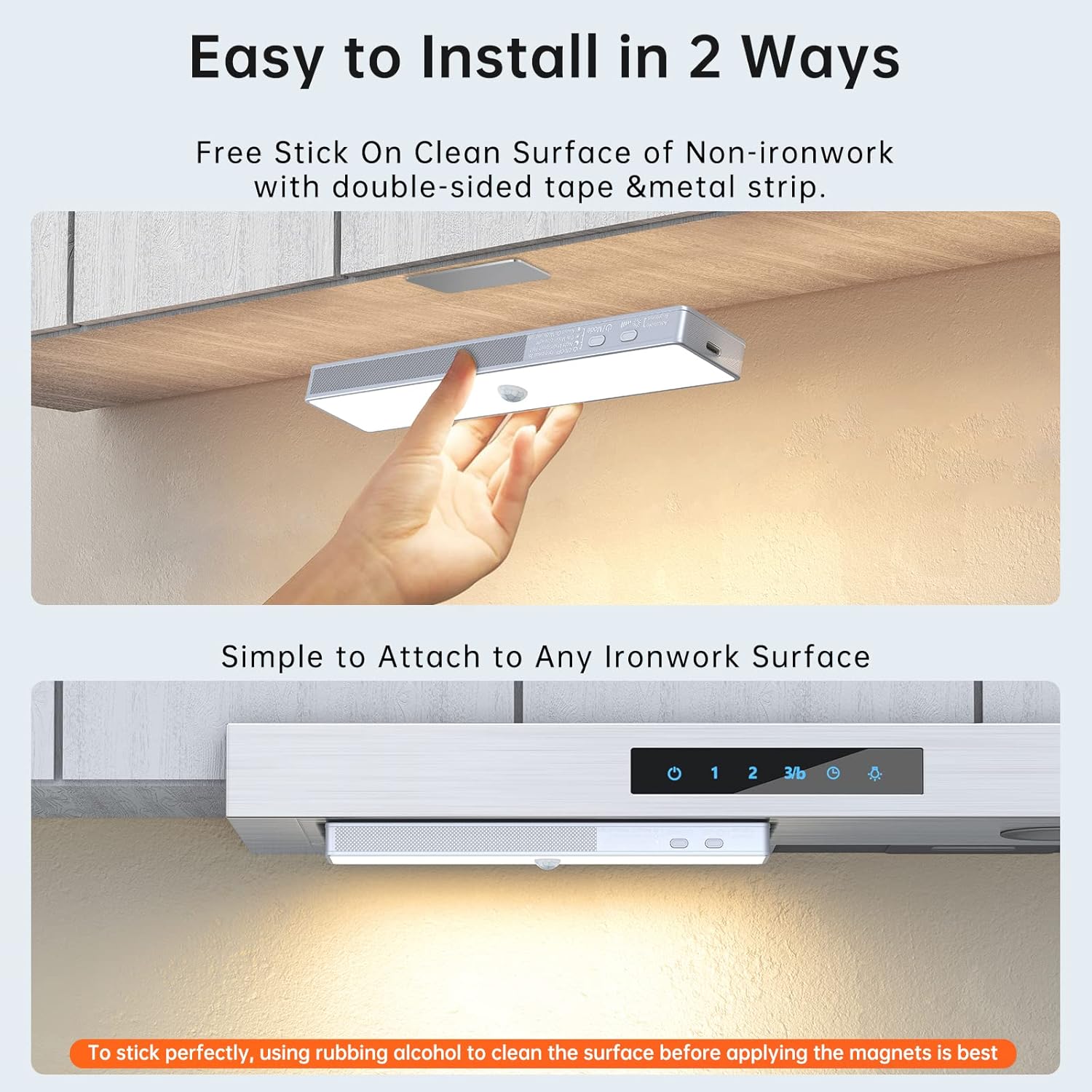 LED Closet Light, 6 Pcs 30LEDs Dimmer Rechargeable Motion Sensor Under Cabinet Lighting, Stick-Anywhere Night Safe Light Bar for Wardrobe,Kitchen