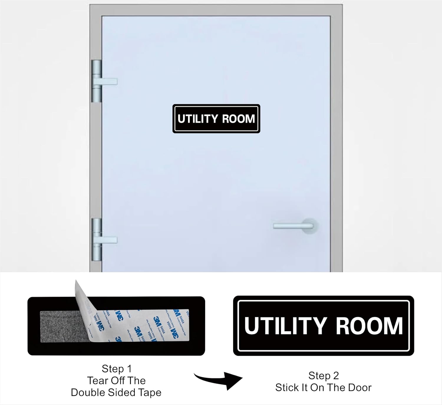 Utility Room Sign, Premium Durable Acrylic Material, Super Strong Adhesive, Quick Installation, Suitable for Your Home and Business (9 × 3 Inches, Black)