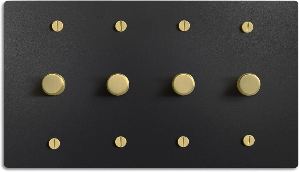 SELECT Black Brass Dimmer Light Switch, 1 Way Rotary Dimmer, 4 Gang TRIAC/Leading Edge Dimmable LED Light Switch, 15A 120V AC with Brass Knob, Faceplate & Dimming Module, UL Listed